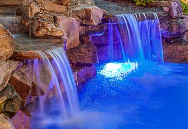 water fall with a custom designed pool