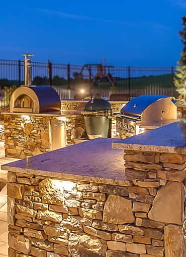 Fully functional poolside stainless steel kitchen